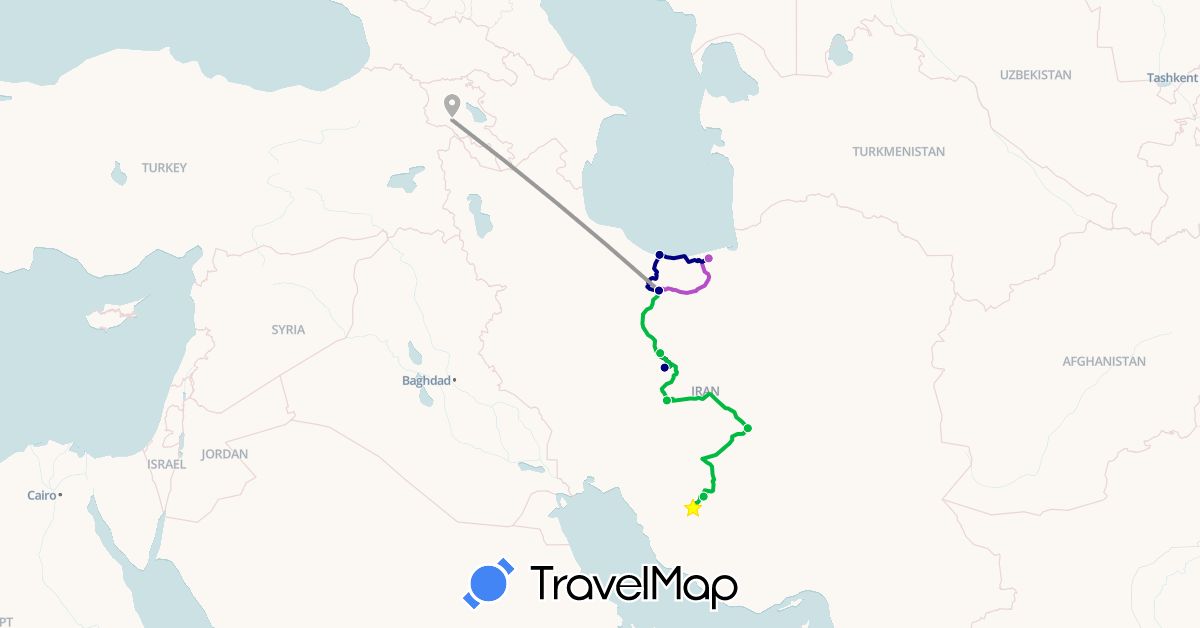 TravelMap itinerary: driving, bus, plane, train in Armenia (Asia)